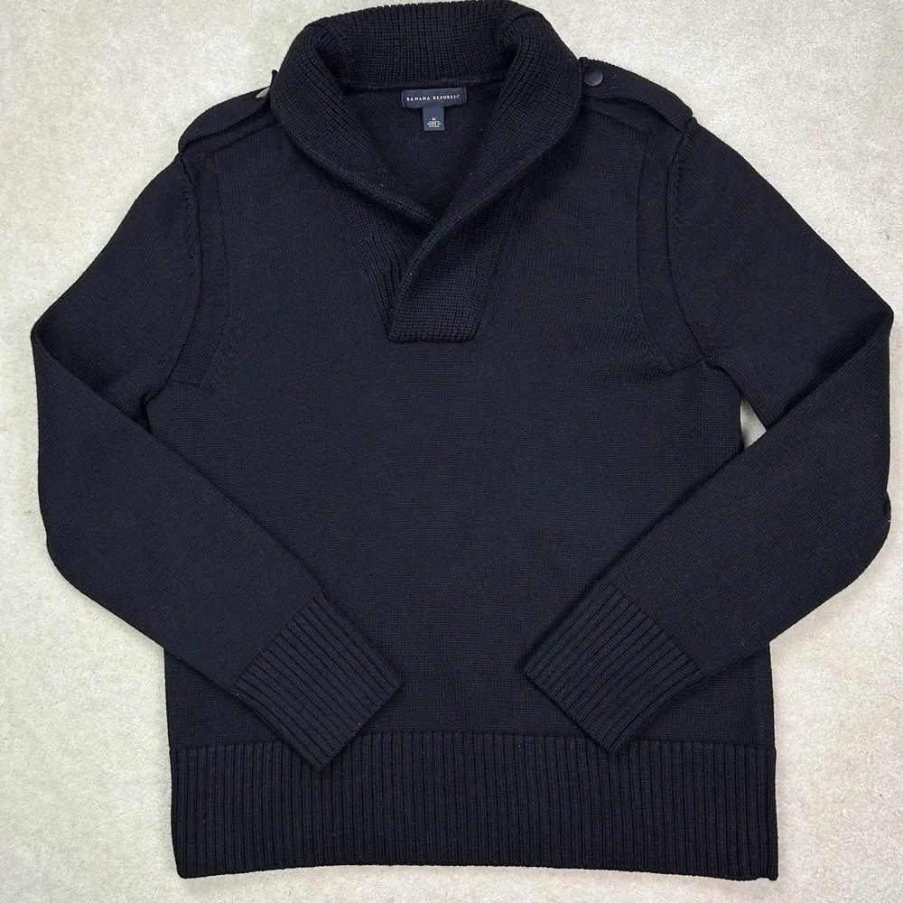 Banana Republic 100% Wool Sweater Men's Medium Shawl Collar Pullover Heavy
